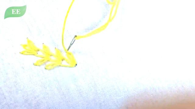 decorative borderline design with lazy daisy stitch and french knot stitch, embroidery with pearl