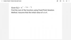 PART 1 FIXED POINT ITERATION METHOD INTRODUCTION