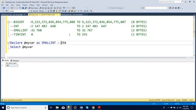 Integer data types in SQL