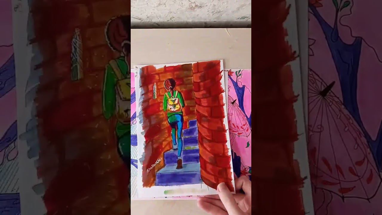 Обзор работ, нарисованных спиртовыми маркерами #drawing #art #традишка #рисование