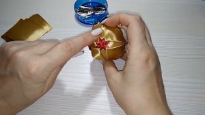 Шар из атласных лент  5 cm/ Новогодний шар в технике #артишок!