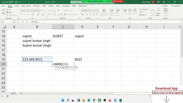 Left - Right - MID Formulas Excel course in hindi смотреть онлайн