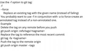 How can I move a tag on a git branch to a different commit?