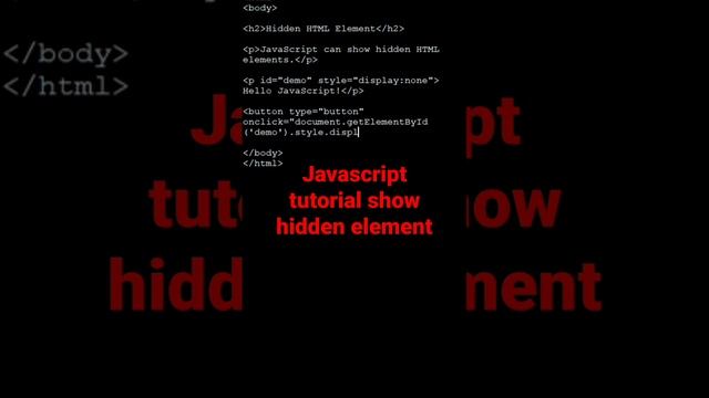 javascript tutorial for beginners show and hide javascript element