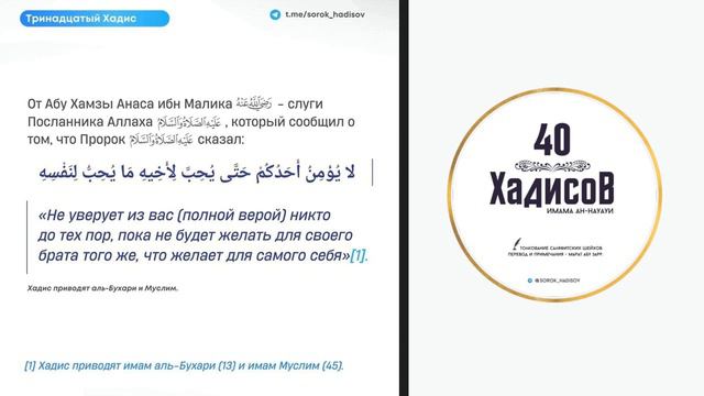 13 - ый Хадис (Желать брату того же) | Марат абу Зарр смотреть онлайн