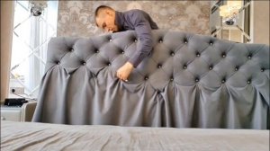 перетяжка спинки кровати изголовья.