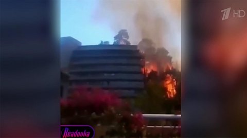 В Мармарисе из-за сильнейшего пожара рядом с гостиницей эвакуированы все постояльцы