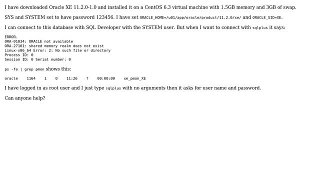 Databases: Oracle not available error with Oracle XE 11.2.0-1.0 смотреть онлайн