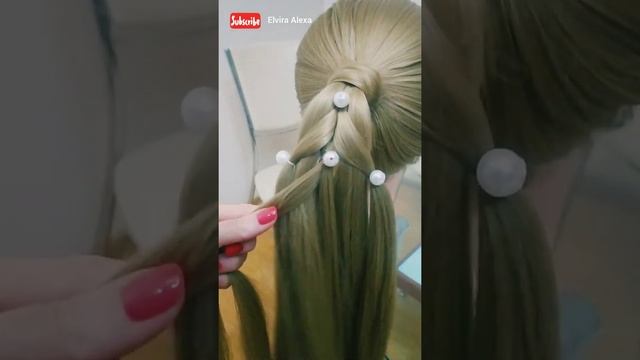 Коса с бусинами на резиночках. ПРОСТОЙ вариант плетения. Бесплатный курс плетения кос. смотреть онлайн