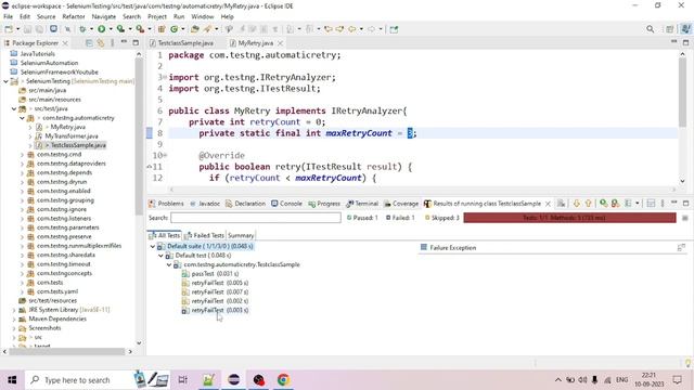 Automatic retry of failed test cases TestNG | TestNG Java Framework | Tutorials for Beginners | #34 смотреть онлайн