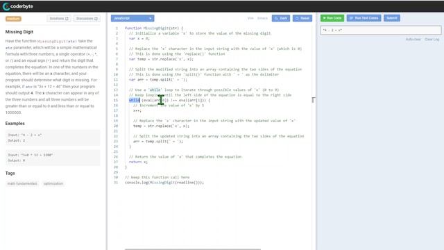 Missing Digit - Interview assessment Coderbyte - Code challenge - Solution Source Code Answers