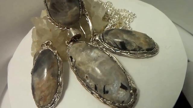 Комплект "Moonlight Sun" (Уральский Лунный Камень, Серебрение)
