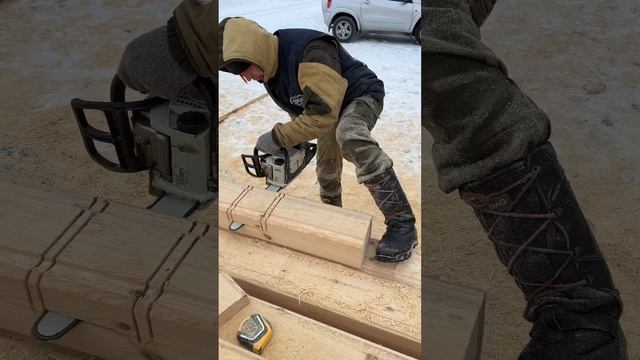 Профилированный брус процесс запила чашки