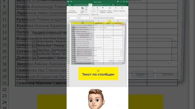 Как разделить текст одной ячейки на несколько ячеек/столбцов Excel ?