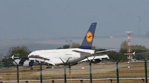 Lufthansa Airbus A380 at Liszt Ferenc Airport in Budapest