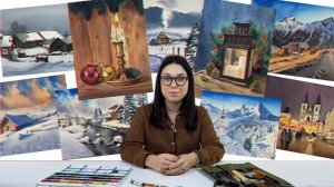 Промо онлайн-курса «Зимние сюжеты акварелью»