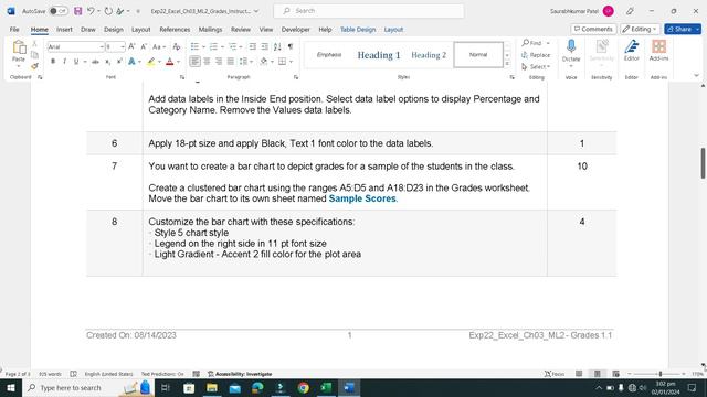 Exp22_Excel_Ch03_ML2_Grades | Excel Chapter 3 Mid-Level 2 - Grade Analysis | Chapter 3 Mid-Level 2