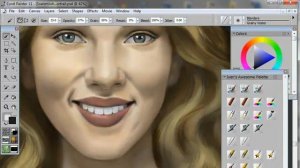 How to Draw & Paint a Portrait (of Scarlett Johansson) using Corel Painter & Wacom tablet