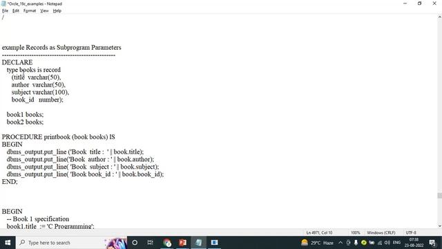 Records in ORACLE PL/SQL- ORACLE SQL & PL/SQL Full Course in Telugu-Lesson-44