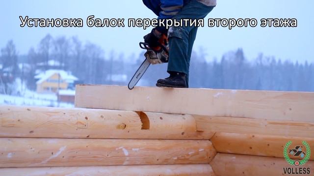 VOLLESS - сборка сруба под крышу из оцилиндрованного бревна смотреть онлайн