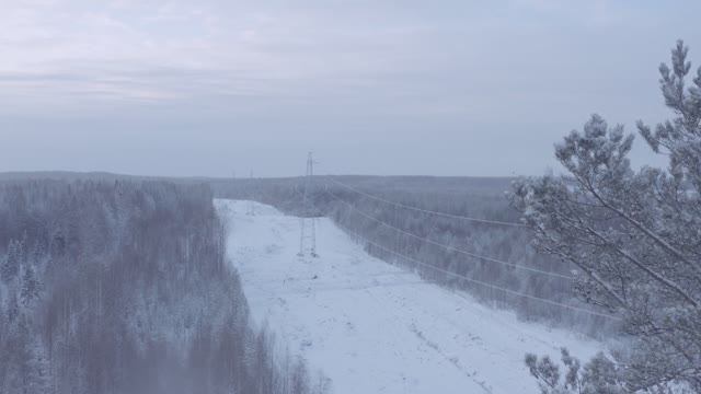 ВЛ 330 кВ Ондская ГЭС – ПС Петрозаводская в снегу