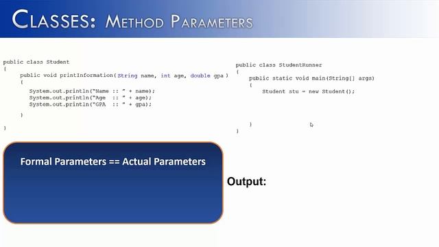 Classes Part 6: Method Parameters (Java)