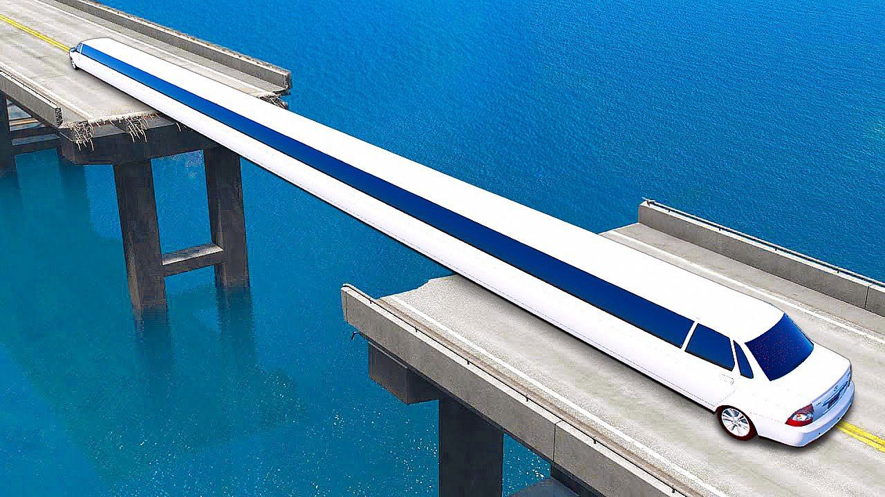 ПЕРЕПРЫГНУЛ РАЗРУШЕННЫЙ МОСТ на РУССКОЙ САМОЙ ДЛИННОЙ ЛАДЕ ПРИОРЕ в ГТА 5 МОДЫ ЭКСПЕРИМЕНТЫ в GTA 5 смотреть онлайн