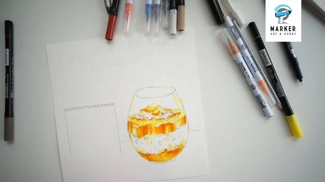 Рисуем десерт акварельными маркерами | Уроки рисования