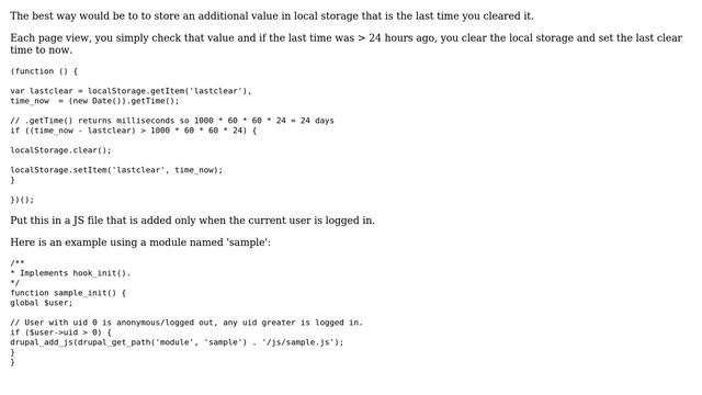 Drupal: run javascript every 24 hours (2 Solutions!!)