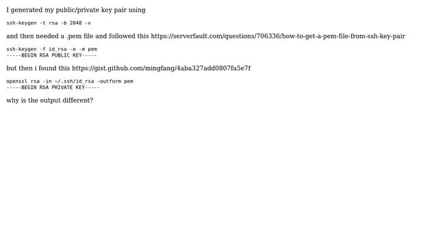 pem file difference - ssh-keygen vs openssl смотреть онлайн