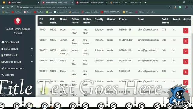 Result Finder System Using Php and Mysql
