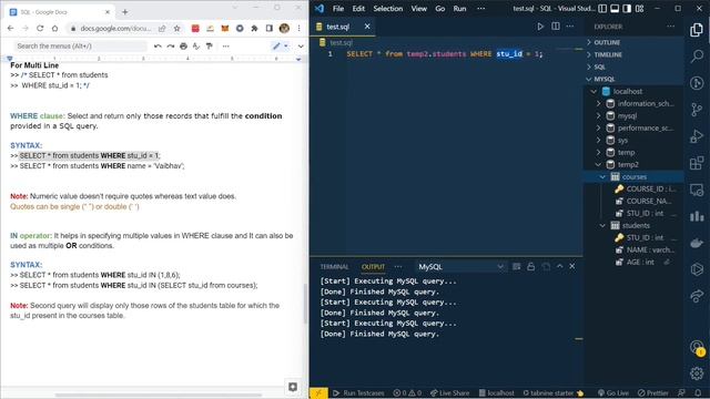 SQL Basics: Understanding WHERE Clause & IN Operator under 8 minutes