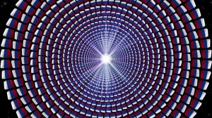 Стилизованный принт из флагов России во вращающихся кругах. Зацикленная моушн-графика в 4K.