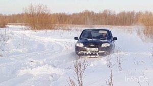 Алексей на стоковой Ниве Шевроле пробивается по снегу 40 см