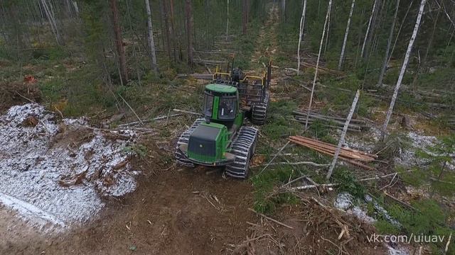 Лесозаготовительная техника в действии.