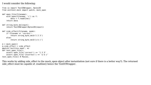 Mocking file reads using patch decorator and side_effect (2 Solutions!!) смотреть онлайн