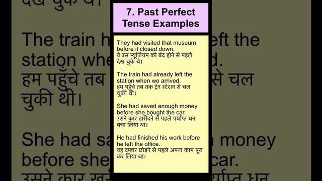 7 Past Perfect Tense Sentences Examples 1