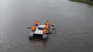 Сплав на гребном катамаране производства Мастерской "Дед Мазай".