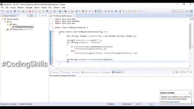 Program to find Duplicate Words in a String in Java | Coding Skills