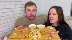 МУКБАНГ ДОМАШНЯЯ ПИЦЦА КАРТОШКА ФРИ НАГГЕТСЫ MUKBANG HOMEMADE PIZZA FRIES NUGGETS