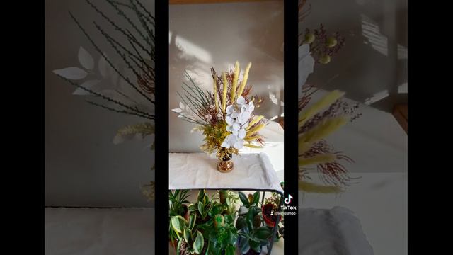 my simple creation  for artificial flower with ceramic vase  ( for console table)