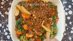 Гречка с мясом и овощами в духовке. Полезный и быстрый обед