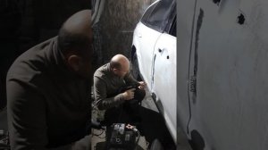 Споттер из АКБ И шуруповерта в работе .