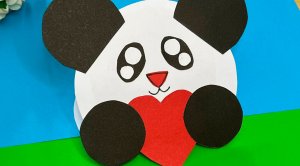 Быстро и легко. Открытка панда, делали такую на день рождение папы. вот, что получилось