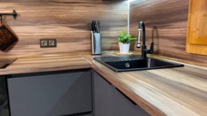 Кухня Трехъярусная Угловая Нова 220x270 Серая Темная