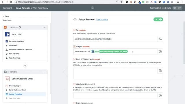 Отправка заявок из формы для лидов Facebook на почту или Google-таблицу через Zapier смотреть онлайн