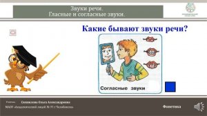 ЧЭШ Обучение грамоте 1 класс. Звуки речи.  Гласные и согласные звуки.