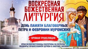 БОЖЕСТВЕННАЯ ЛИТУРГИЯ. ДЕНЬ ПАМЯТИ БЛАГОВЕРНЫХ ПЕТРА И ФЕВРОНИИ МУРОМСКИХ