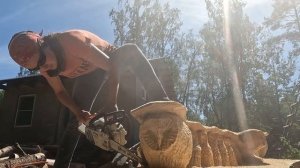 Невероятная резьба бензопилой скамейка // Amazing chainsaw carving