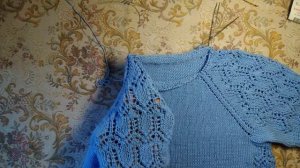 Летняя кофточка с ажурными рукавами//реглан сверху //азиатский росток.